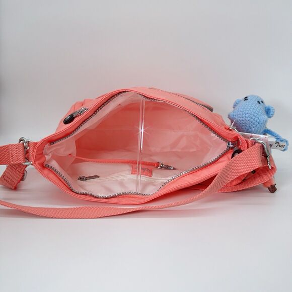 Kipling Tasmo Crossbody Shoulder Bag With Furry Monkey Pink Sherbert Lightweight - Picture 8 of 11